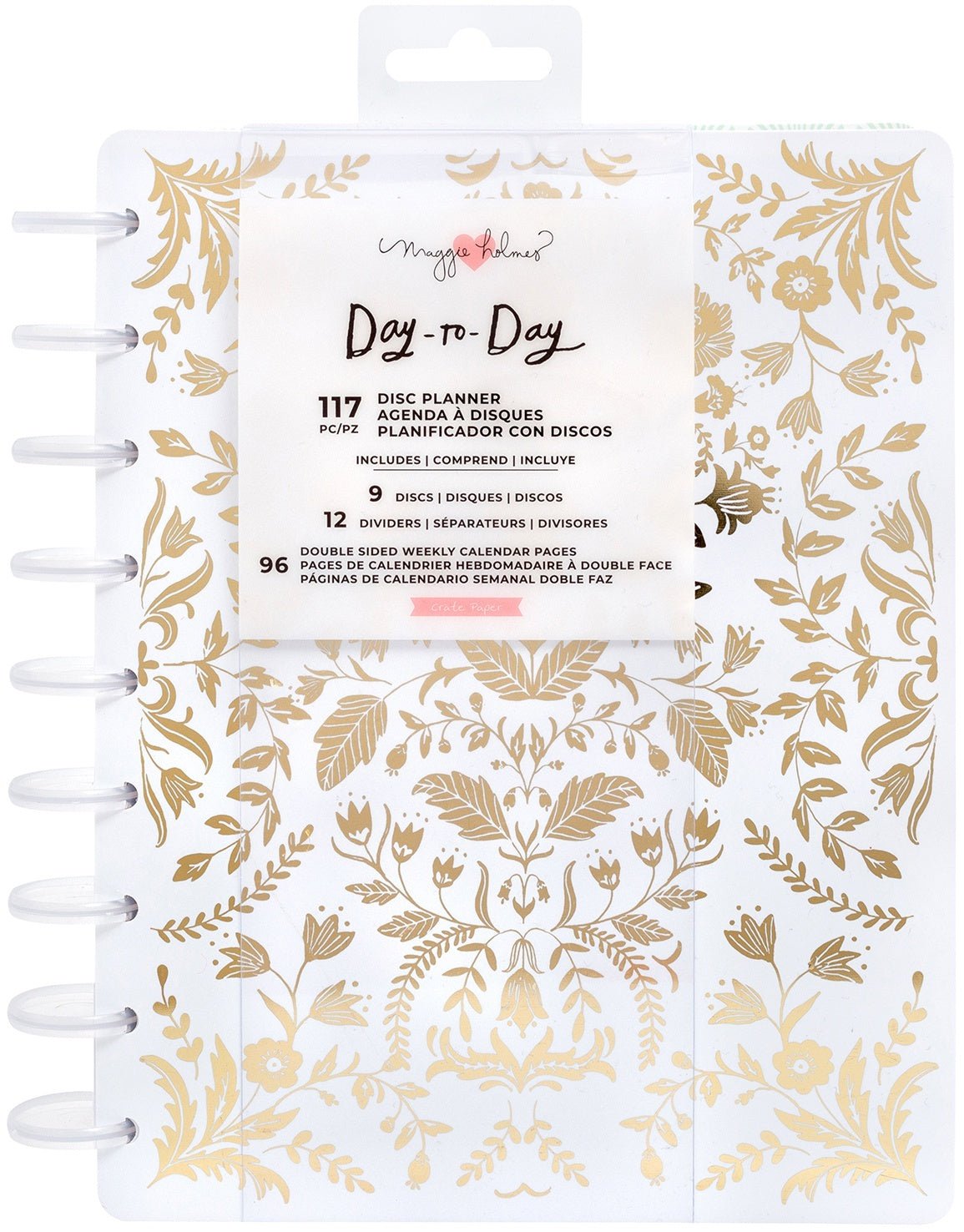 American Crafts Maggie Holmes Day-To-Day Undated 12 Month Planner 7.5"X9.5" - Golden