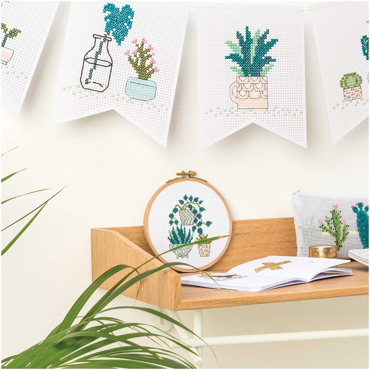 Rico Cross-Stitch Kit - Potted Plants - 12.5cm