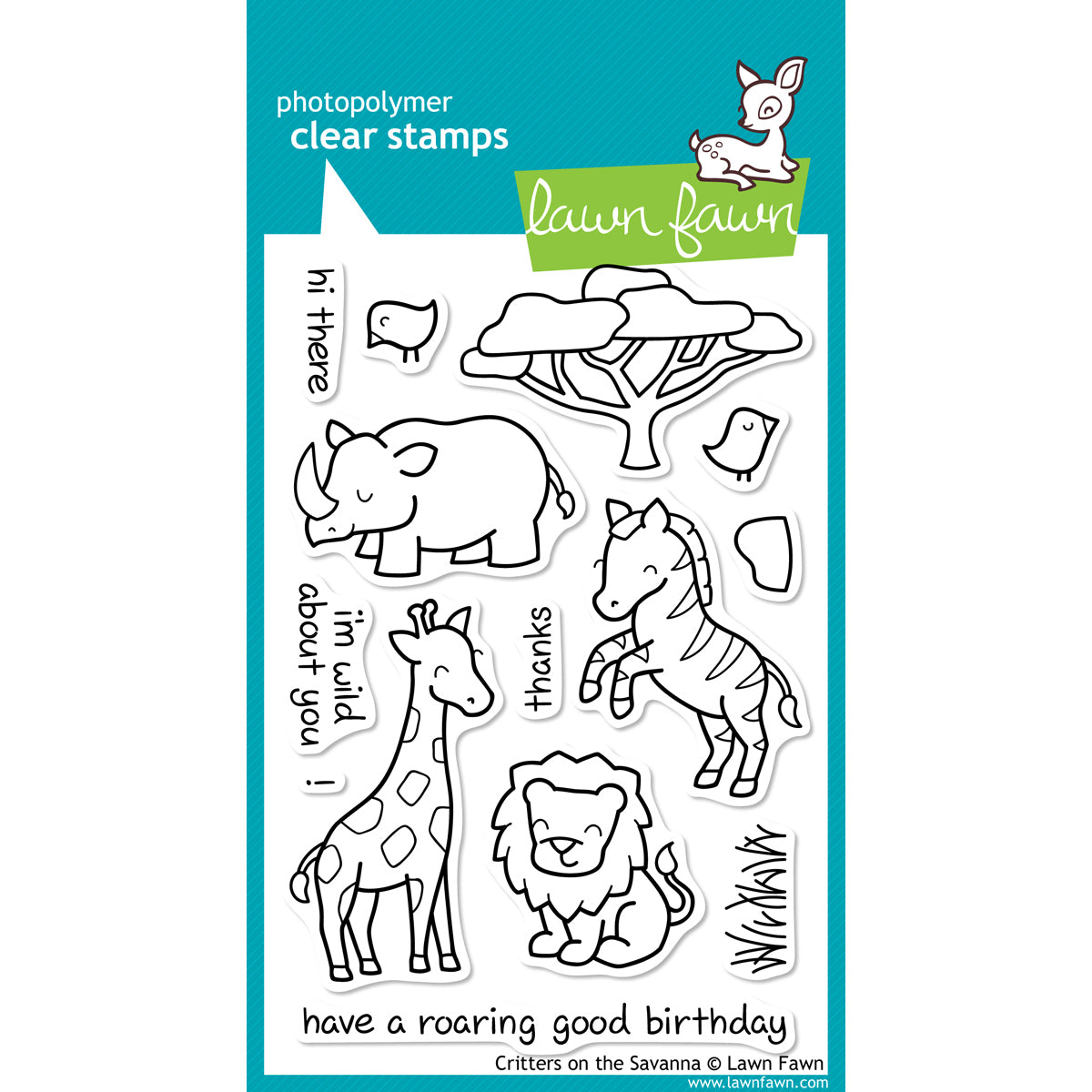 Lawn Fawn Clear Stamps 4"X6" - Critters On The Savanna