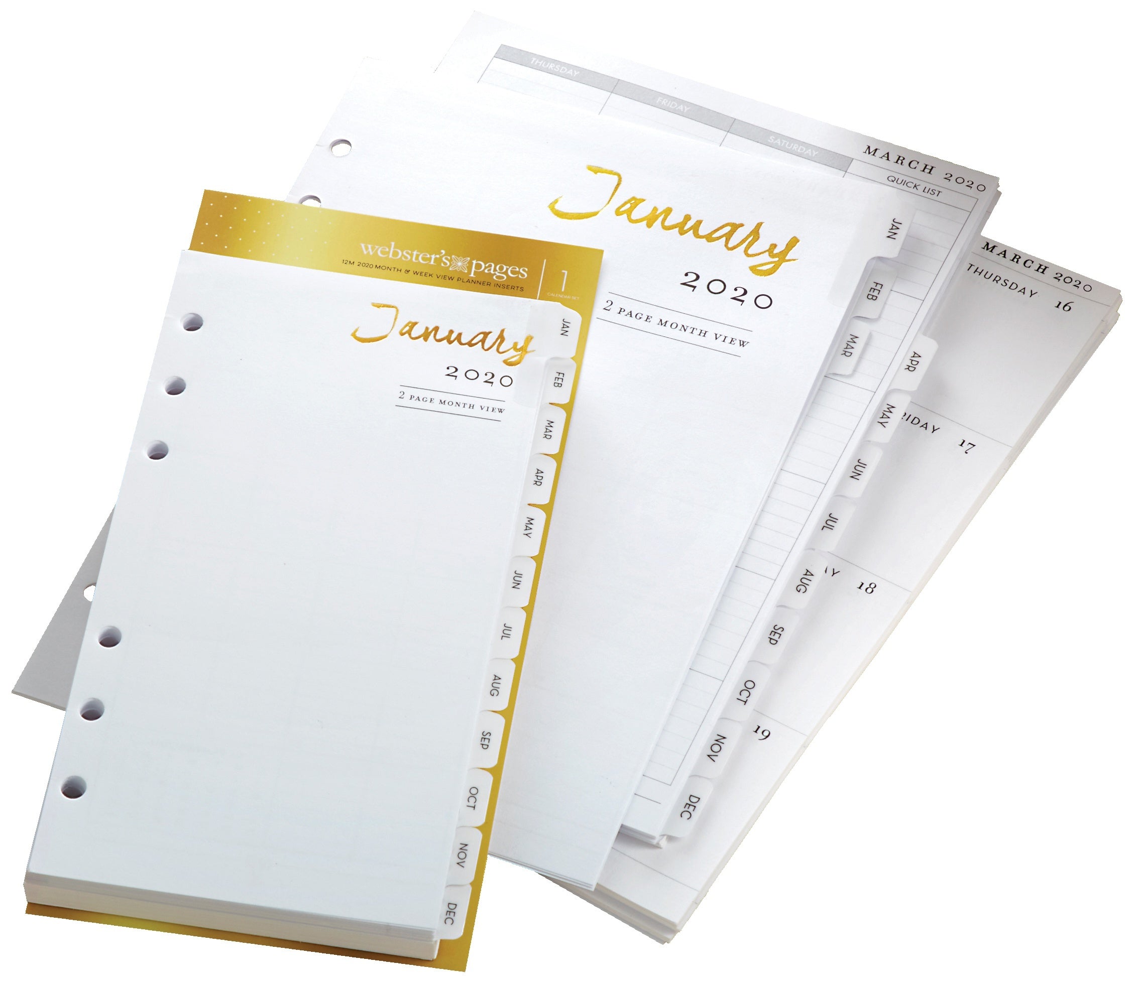 Webster's Pages A5 Planner 12-Month Calendar Insert - 2020