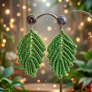 Crochet Leaf Earrings PDF Pattern + Video Tutorial