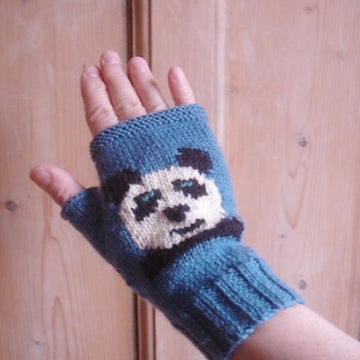 Panda Face fingerless gloves/mitts