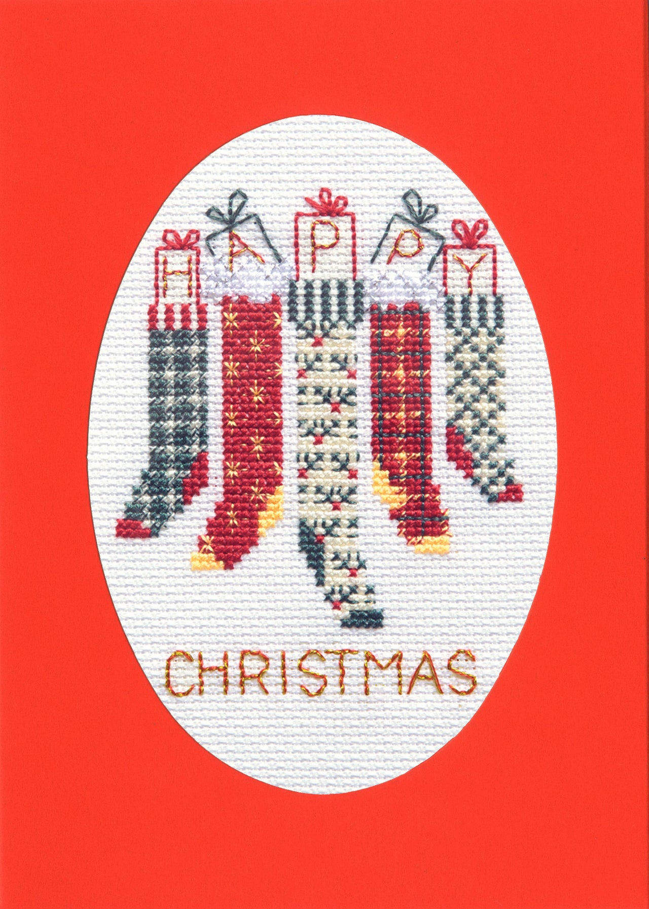 Bothy Threads Christmas Card - Christmas Stockings Cross Stitch Kit - 9 x 13cm