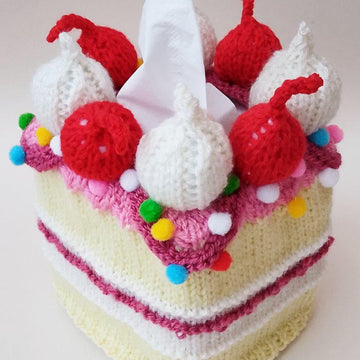 Cherry Cake Tissue Box Cover Knitting PatternCherry Cake Tissue Box Cover