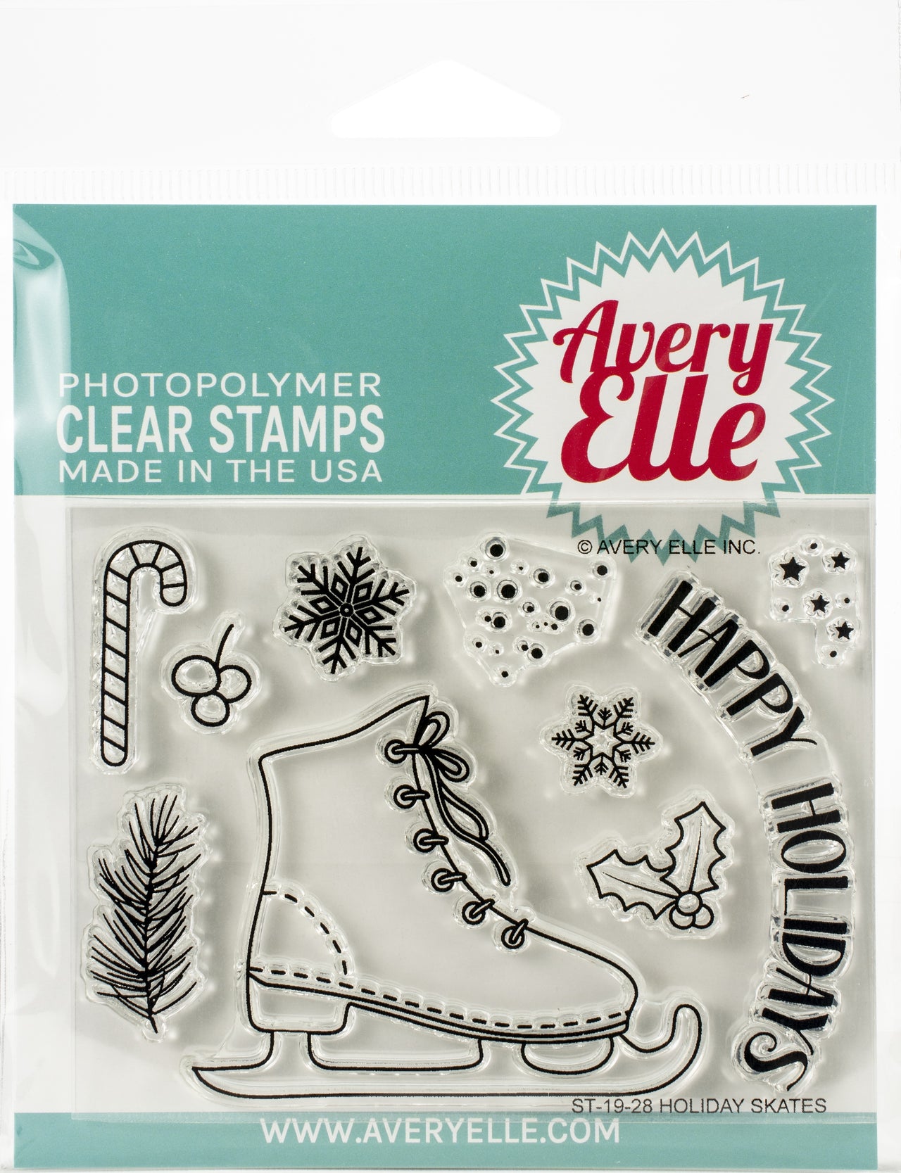 Avery Elle Clear Stamp Set 4"X3" - Holiday Skates