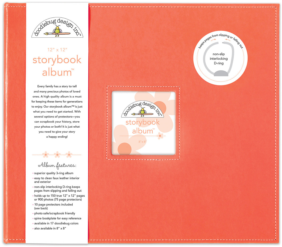 Doodlebug Storybook D-Ring Album 12"X12" - Coral