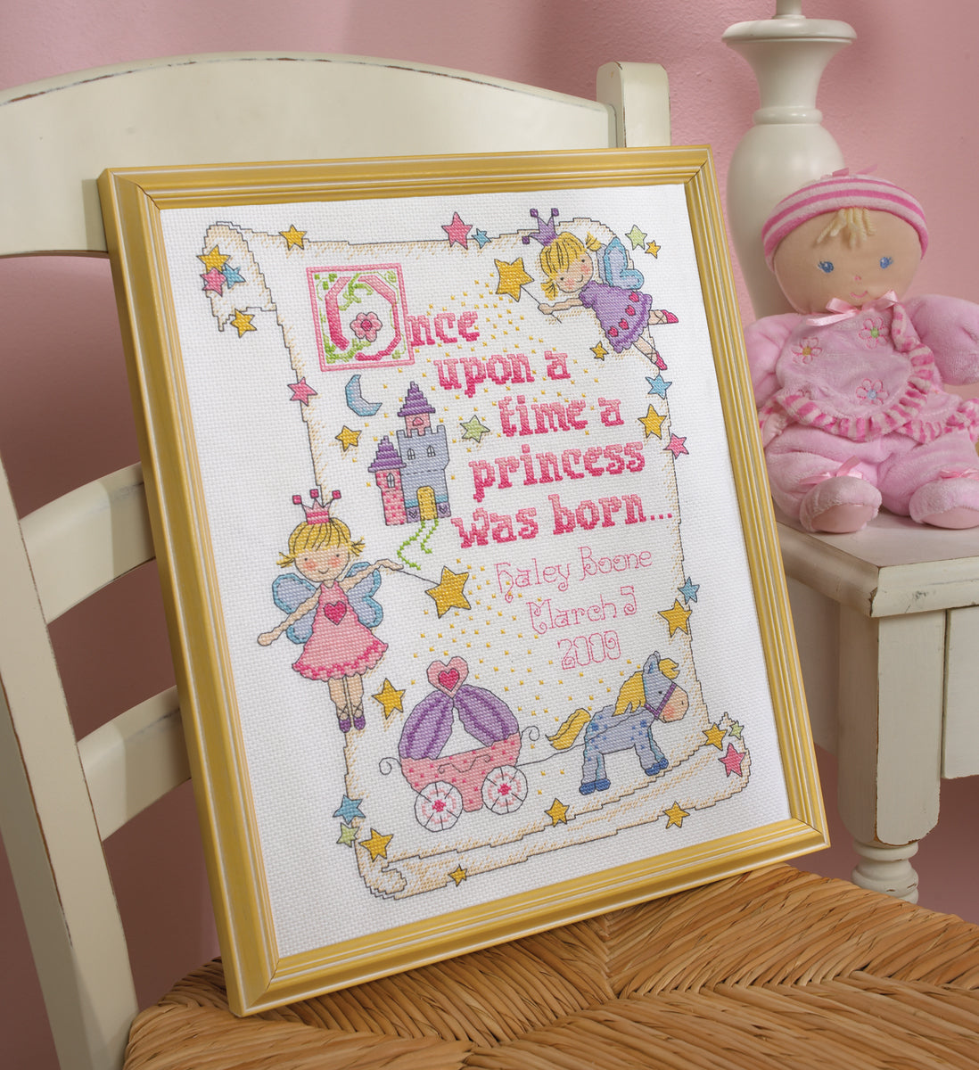 Bucilla Princess Birth Record Cross Stitch Kit - 13 x 10 inches