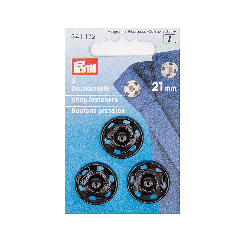Prym Sew-On Snap Fasteners 21 mm Black