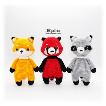 Fox, Raccoon and Red Panda Crochet Pattern