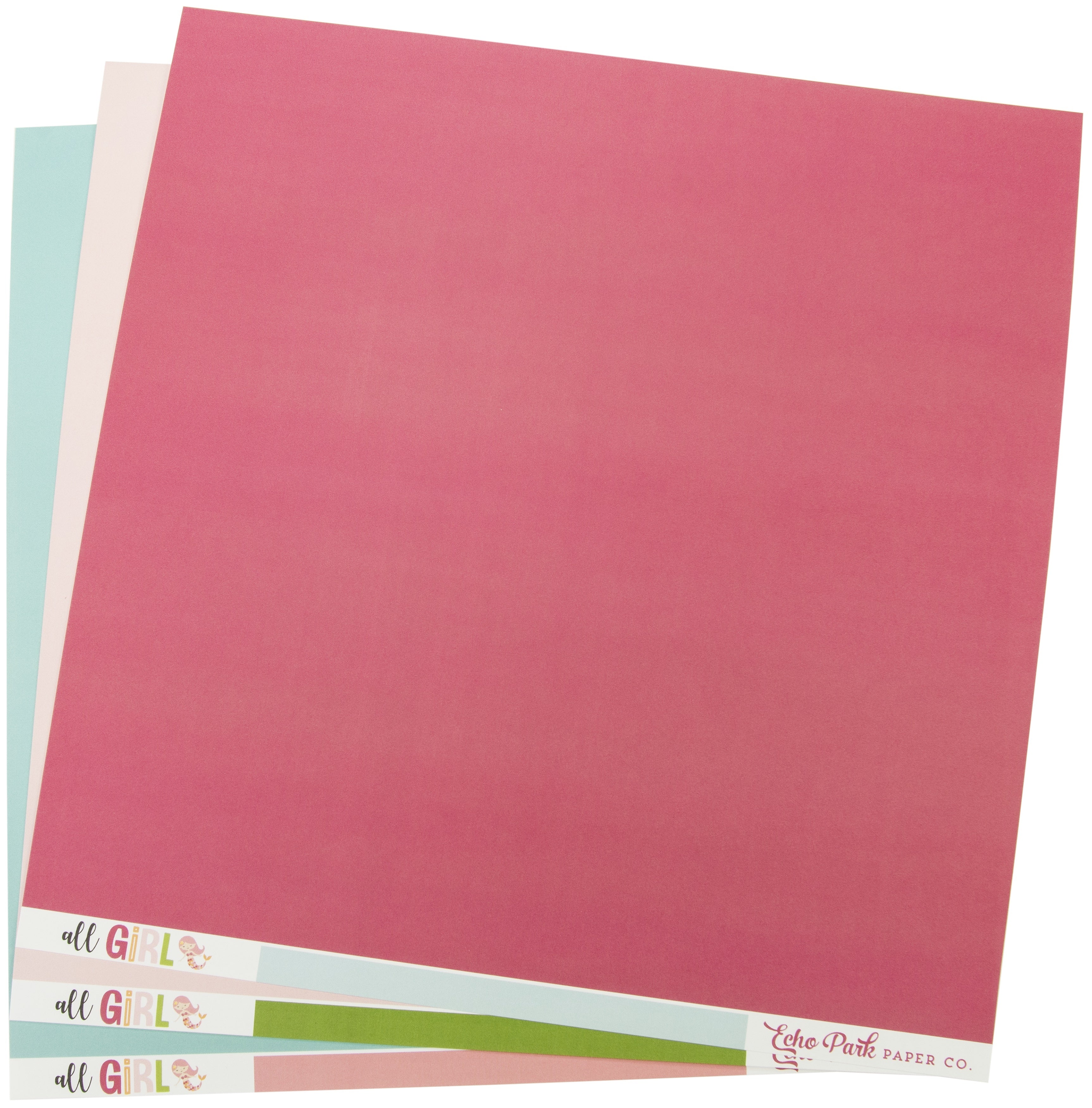 Echo Park Paper Echo Park Double-Sided Solid Cardstock 12"X12" 6/Pkg - All Girl, 6 Colors
