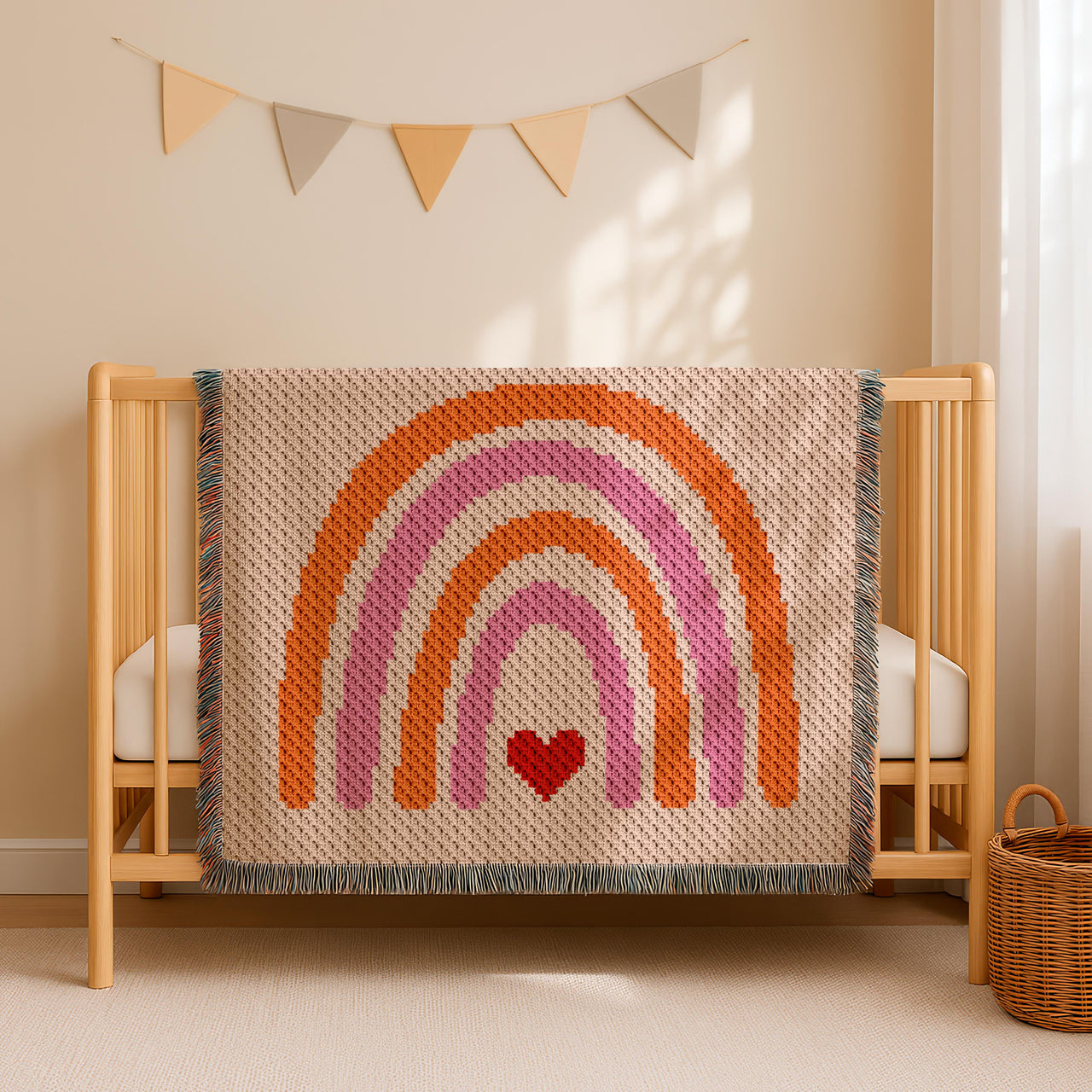 CROCHET PATTERN C2C Rainbow Baby Blanket Ivory Afghan Newborn Shower Graphgan Throw