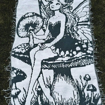 Fungal Fae | Fantasy Fairy Mushroom Overlay Mosaic Crochet Blanket PDF Pattern