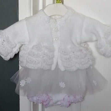 Baby Knitting Pattern 'Orla' Ballet Dress, Cardi and Shoes