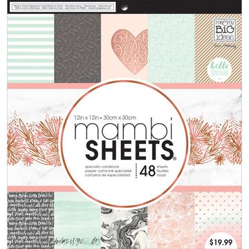 Mambi Single-Sided Paper Pad 12"X12" 48/Pkg - Rose Marble