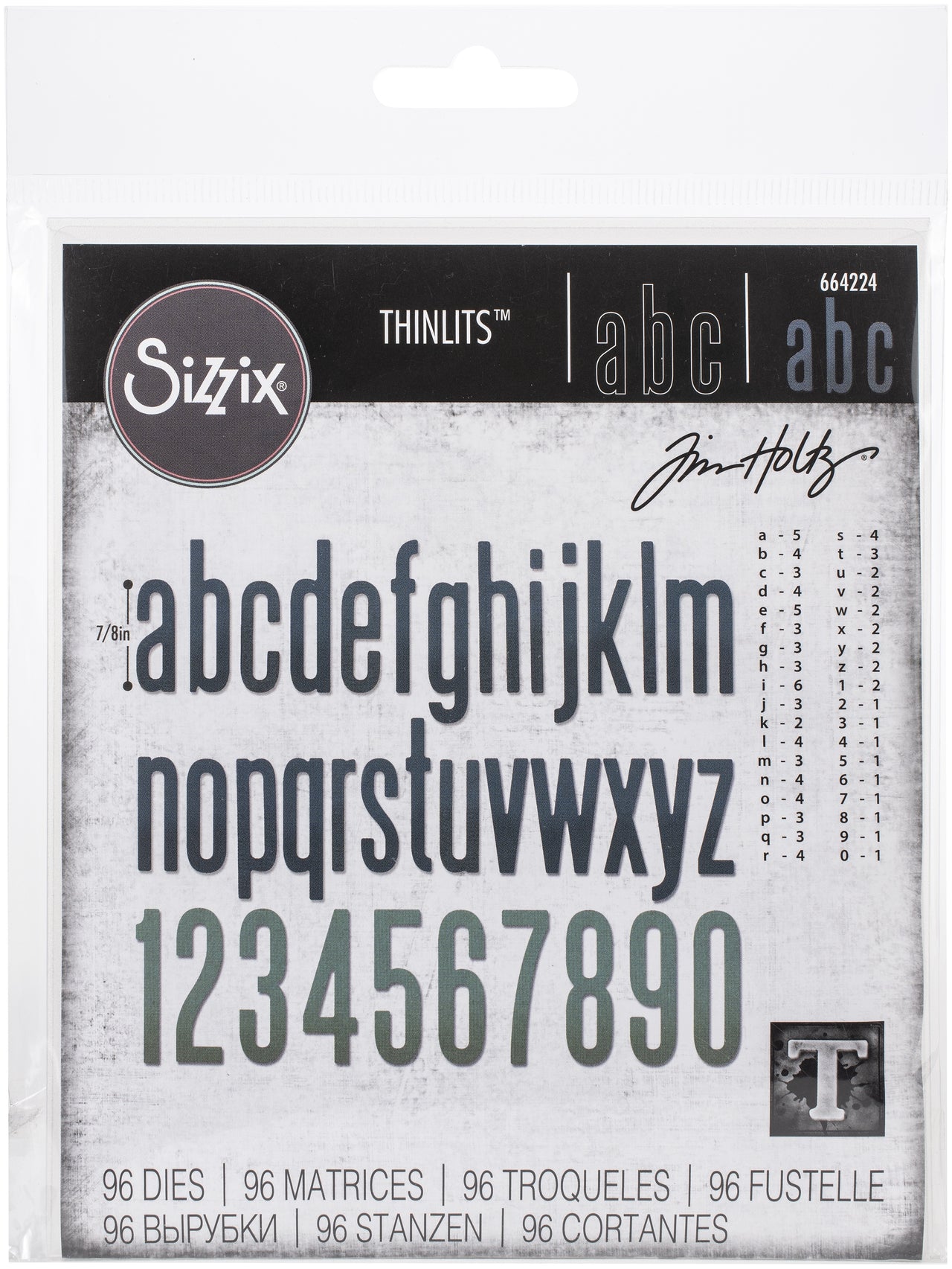 Sizzix Thinlits Dies By Tim Holtz 96/Pkg - Alphanumeric, Classic Lower