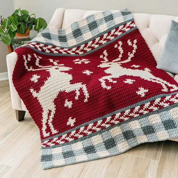 Prancing Deer Crochet Blanket