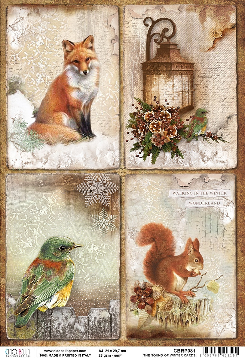 Ciao Bella Rice Paper Sheet A4 5/Pkg - The Sound Of Winter Cards