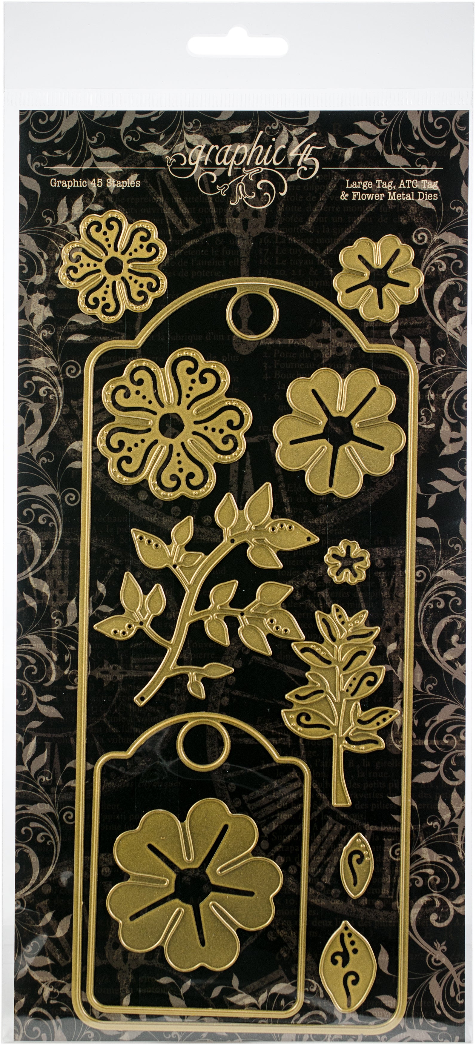 Graphic 45 Staples Dies - Large Tag, ATC Tag & Flower