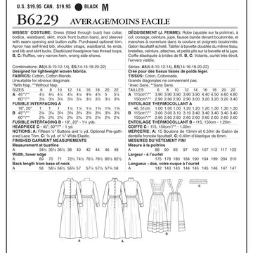 Butterick Misses' Costume B6229 - Sewing Pattern