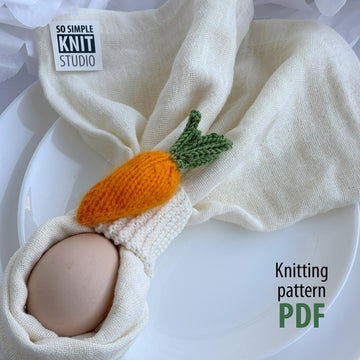 Knitted Carrot Napkin Ring for Easter & Spring