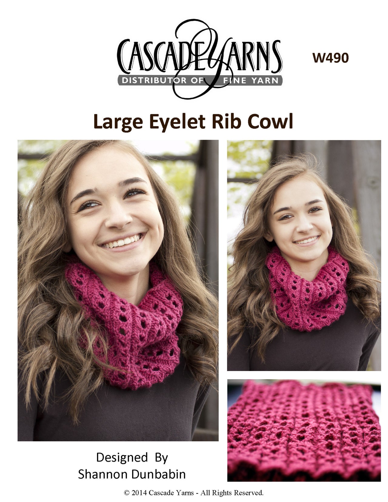 Large Eyelet Rib Cowl in Cascade Yarns Venezia Worsted - W490 - Downloadable PDF