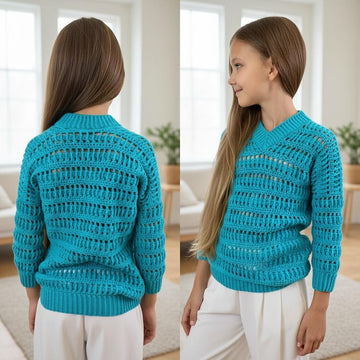 Crochet V-neck sweater