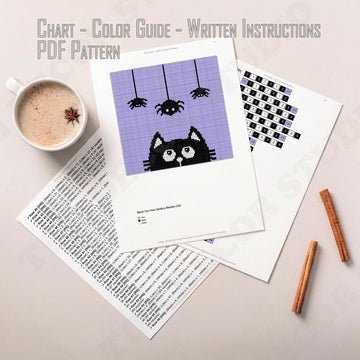 Happy Halloween Black Cat Lilac Blanket Spooky Throw C2C CROCHET PATTERN