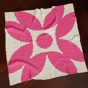 Pink Flower Beige Abstract Blanket Botanical Home Decor C2C Crochet PATTERN