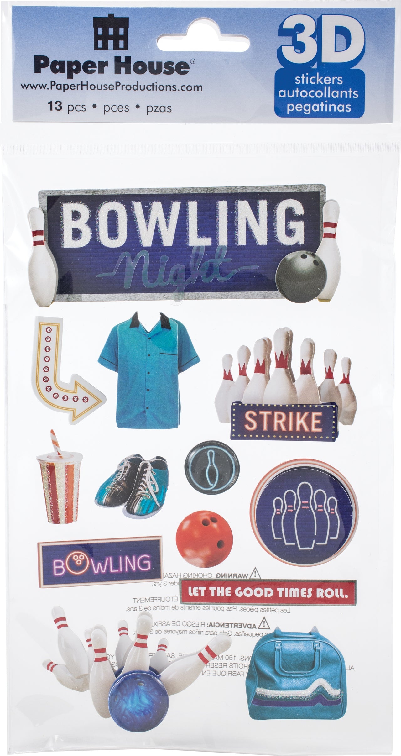 Paper House 3D Stickers - Bowling Night