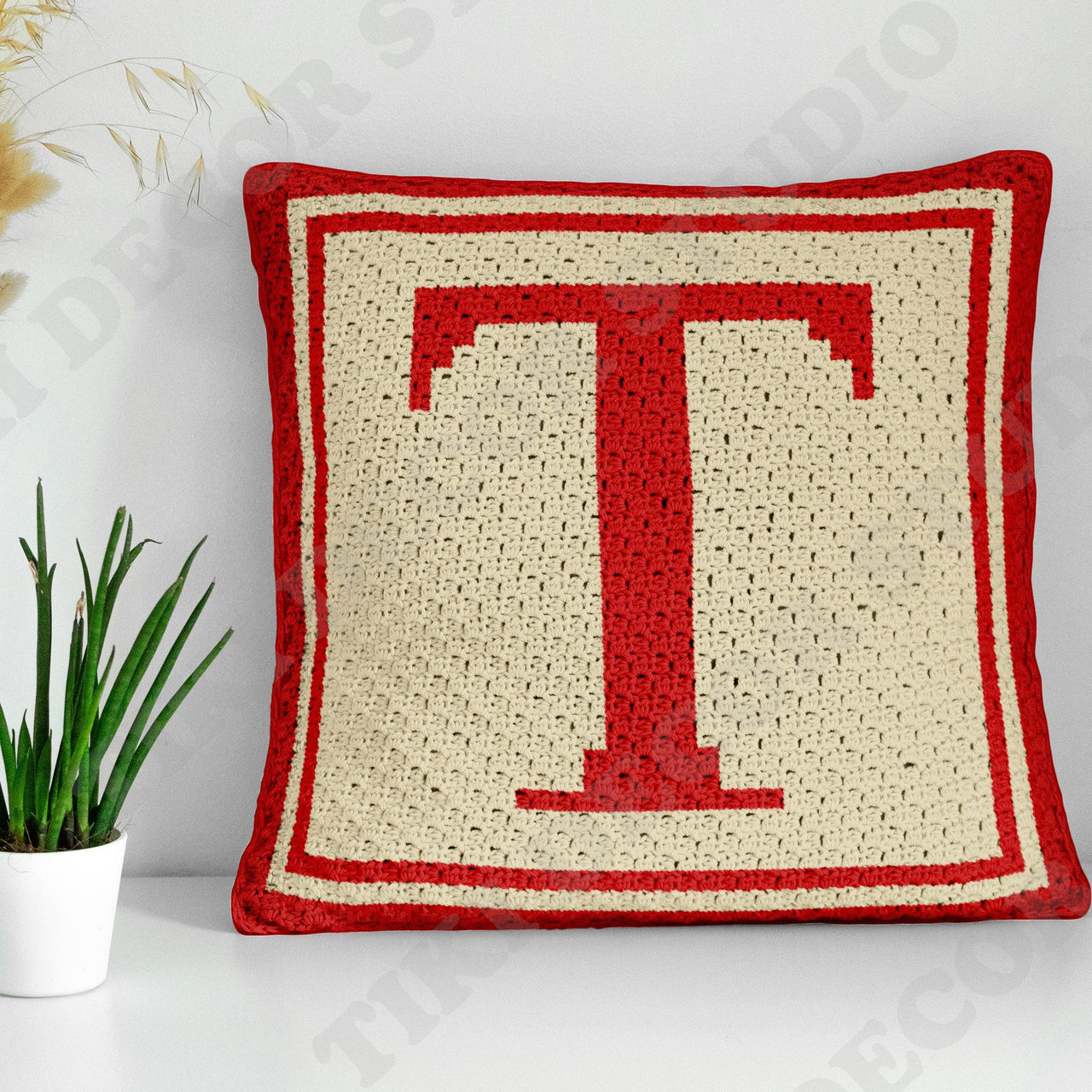 Initial Name Letter T Pillow Cover CROCHET PATTERN
