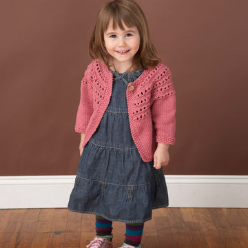 Eyelet Yoke Cardigan in Lion Brand Cotton-Ease - 70205A
