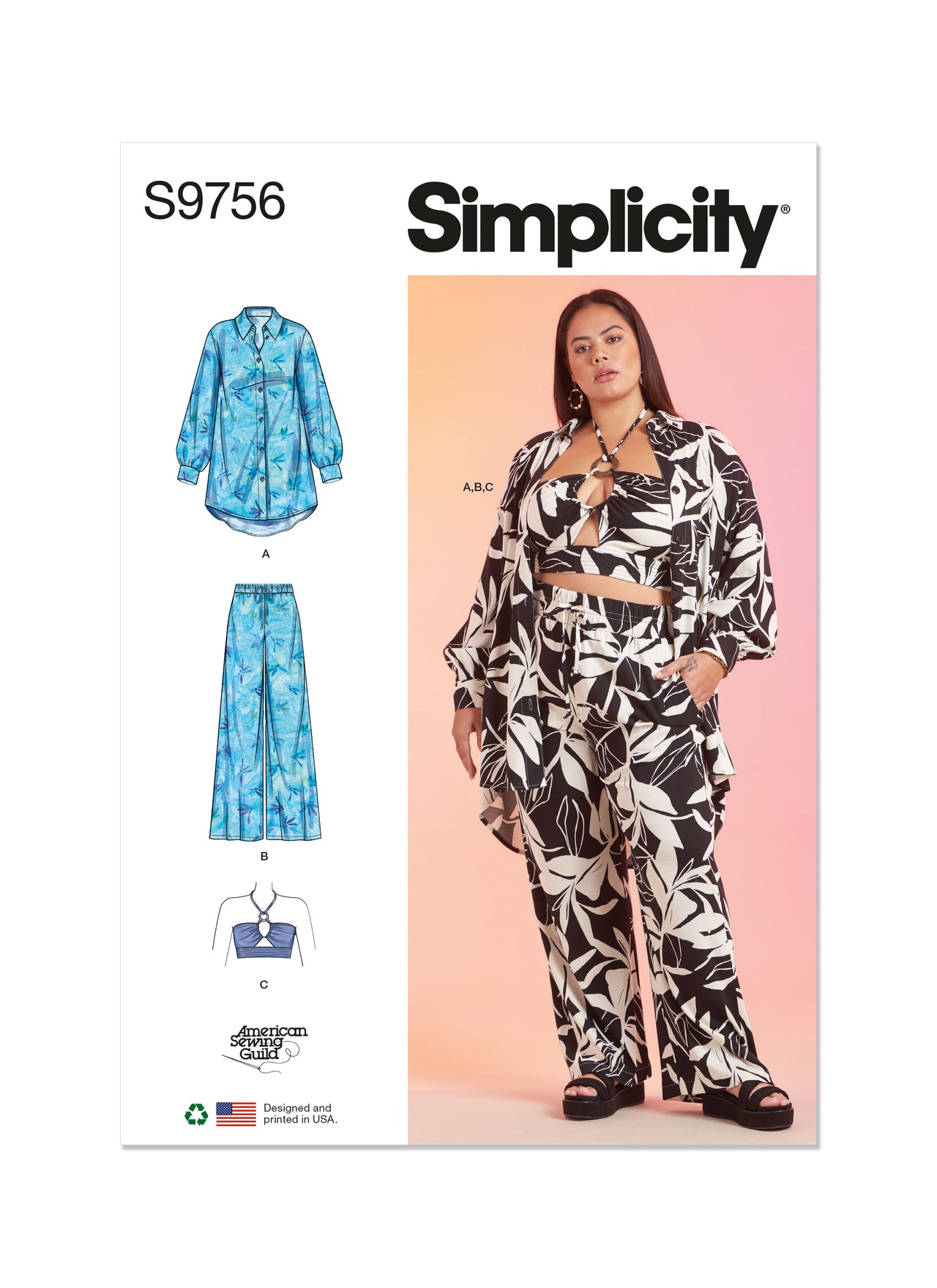 Simplicity Misses' and Women's Shirt, Pants and Halter Top for American Sewing Guild S9756 - Sewing Pattern