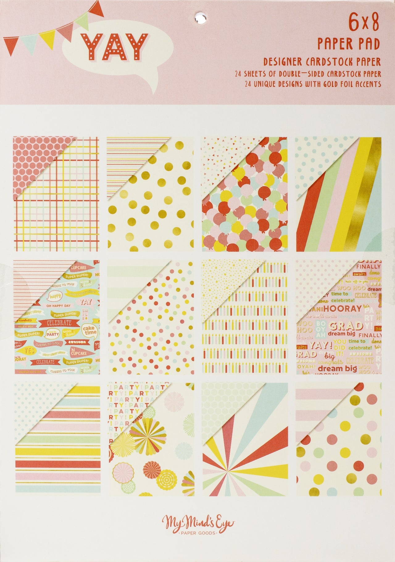 My Mind's Eye Double-Sided Paper Pad 6"X8" 24/Pkg - Yay, 12 Designs/2 Each