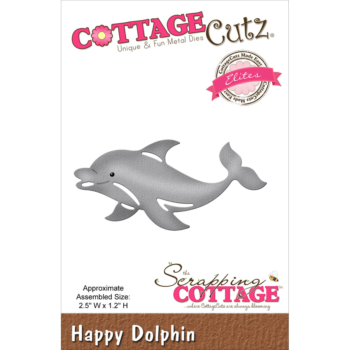 CottageCutz Elites Die - Happy Dolphin 2.5"X1.2"
