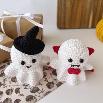 Crochet ghost pattern ornament Halloween decor Amigurumi pattern toy Car hanger