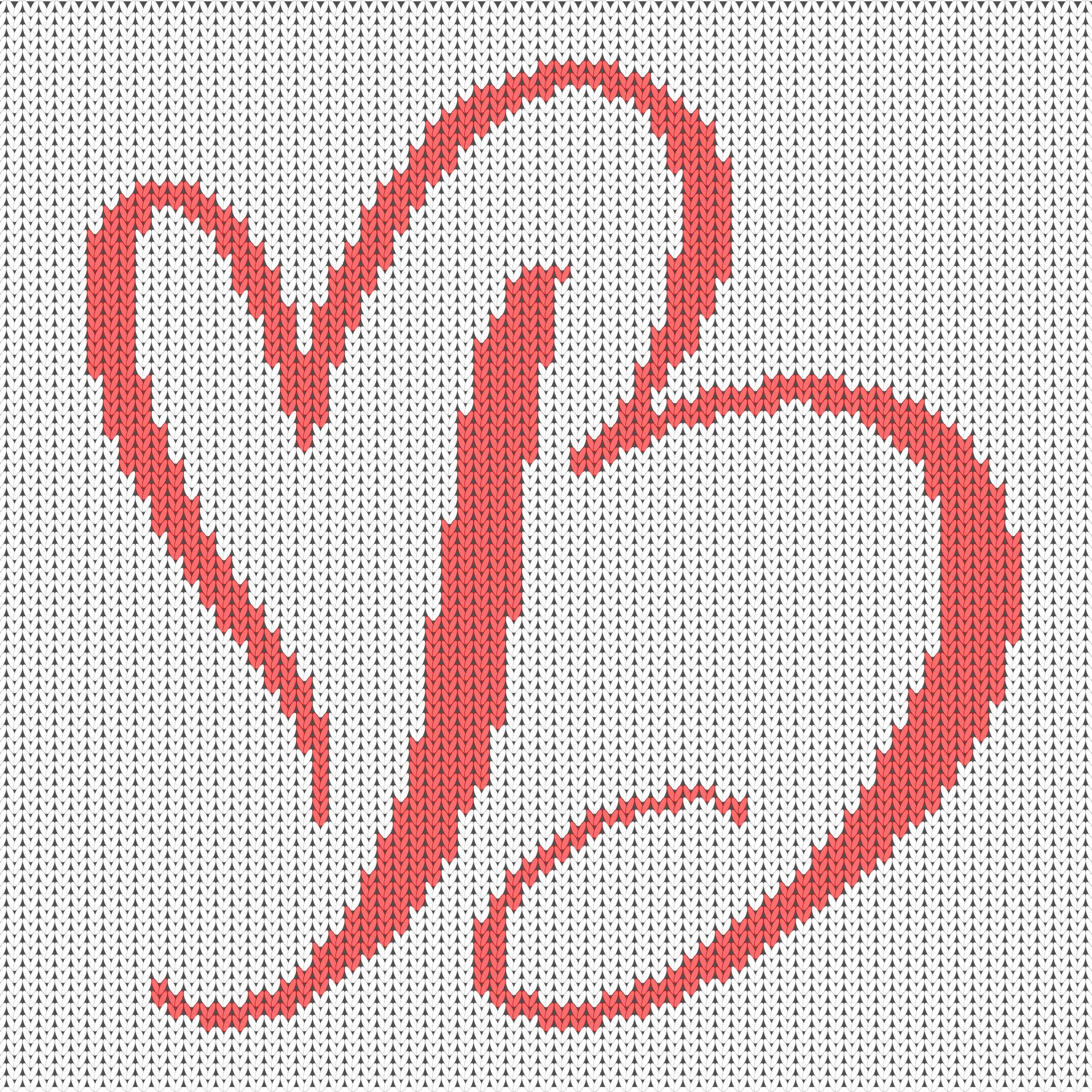 Calligraphy love letter B with heart Knitting Chart