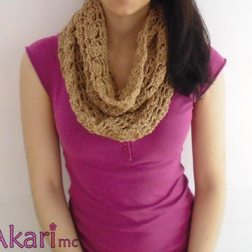 Sandglass crochet infinity scarf by Akari mc_ C06