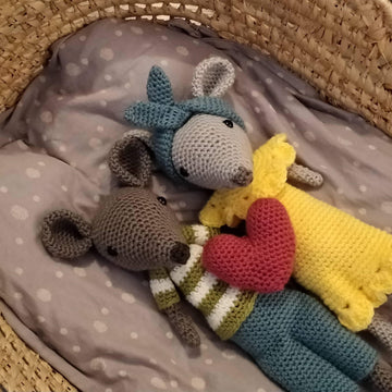 Mary and Mike Mice Mouse Doll Dolls Heart Crochet Amigurumi