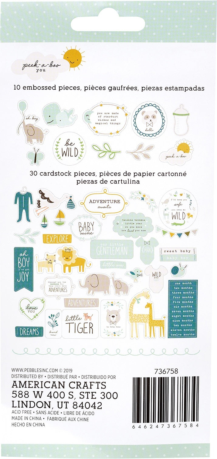 American Crafts Peek-A-Boo You Ephemera Cardstock Die-Cuts 40/Pkg - Icons, Boy W/Embossed Accents