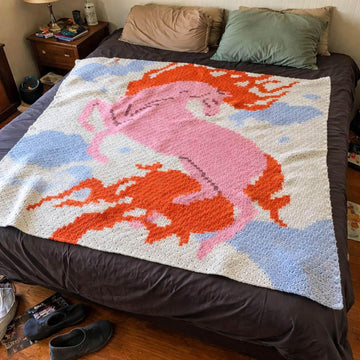 Horse Fire Blanket Fantasy Unicorn Throw C2C CROCHET PATTERN Bronco Afghan