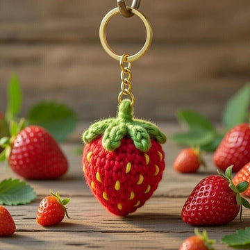 Crochet Strawberry Keychain Pattern – PDF + Video Tutorial