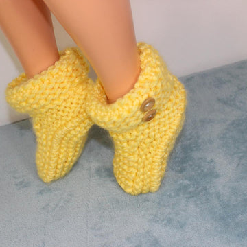 Ladies Super Chunky 2 Button Cuff Slipper Boots