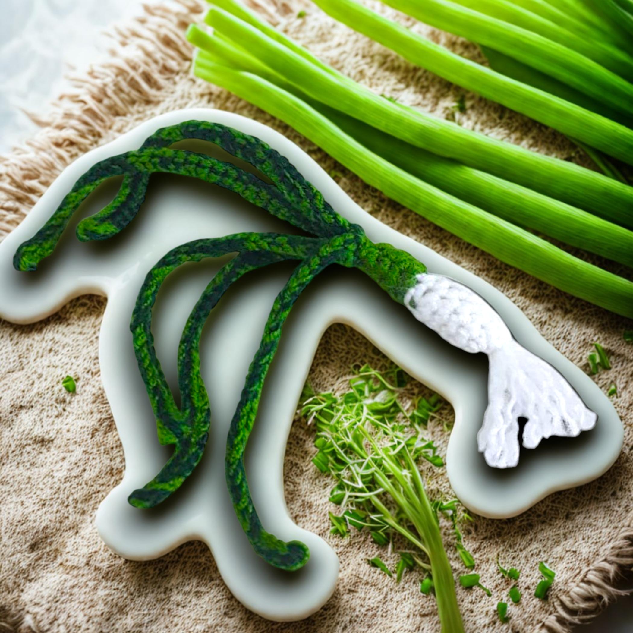 Green Onion Crochet Food: Miniature Vegetable Crochet Pattern (PDF)