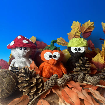 Herbst-Trio Pilz, Kürbis und Kastanie