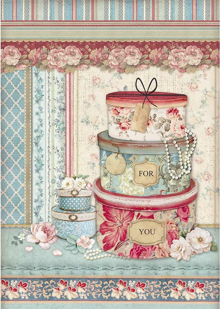Stamperia Intl Stamperia Rice Paper Sheet A4 - Hatboxes