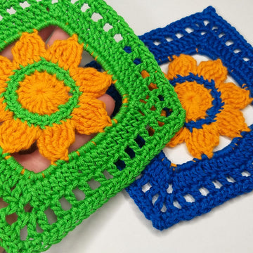 Crochet granny square is for blankets, coasters or home decor