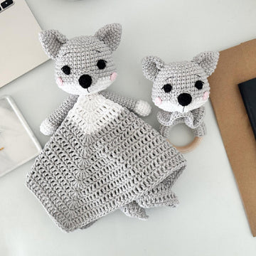 Wolf Baby Lovey Blanket & Rattle Crochet Pattern PDF – Cute Stuffed Toy Tutorial