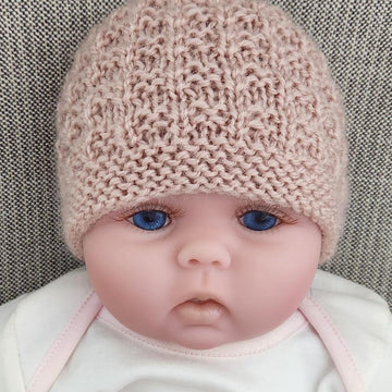 Kerry - Texture stitch 8ply baby beanie with garter brim
