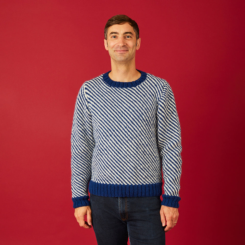 " Zig Zag Fairisle Sweater " - Free Sweater Knitting Pattern For Boys and Men in Paintbox Yarns Wool Mix Aran by Paintbox Yarns