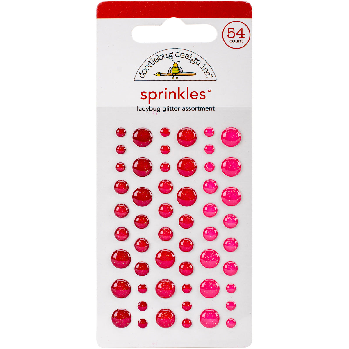 Doodlebug Sprinkles Adhesive Glitter Enamel Dots 54/Pkg - Ladybug